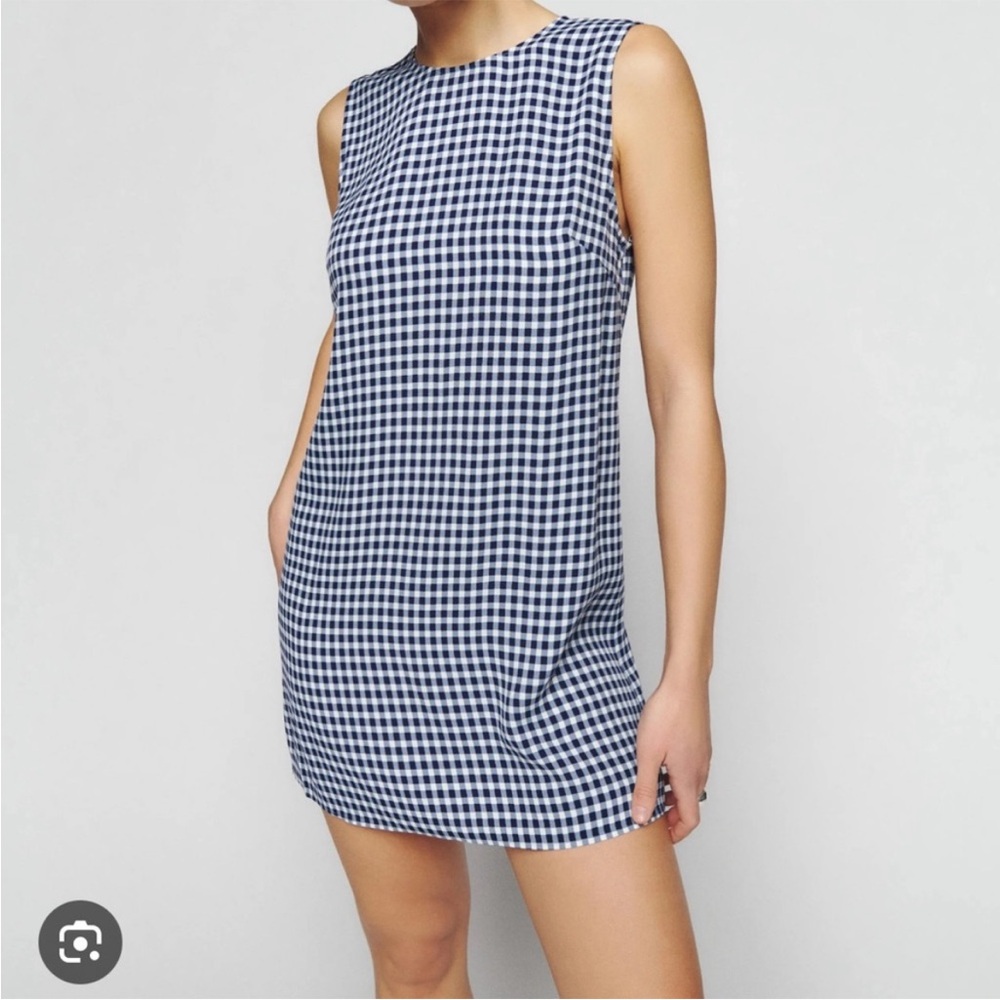 Reformation Blue and White Checkered Dress